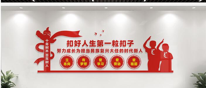 扣好人生第一?？圩有@文化墻創(chuàng)意設(shè)計(jì)圖片